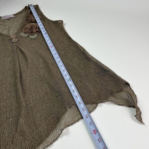 Vintage Y2K Linen Sheer Tunic Top L Asymmetrical Boho Fairy Festival Lagenlook - Picture 7 of 13